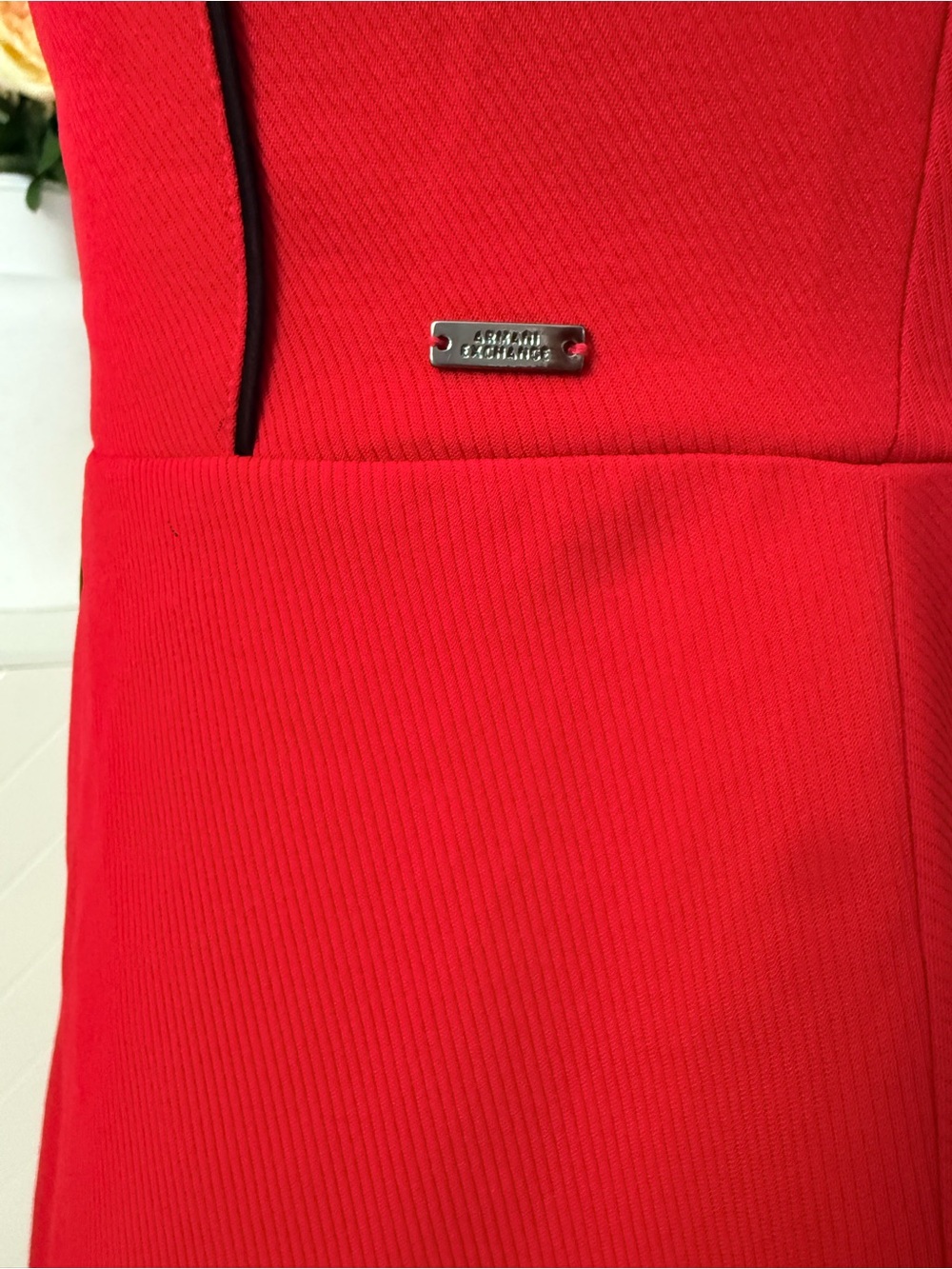 NWT Armani Exchange fit-and-flare Red Mini Dress 4 - Picture 11 of 14